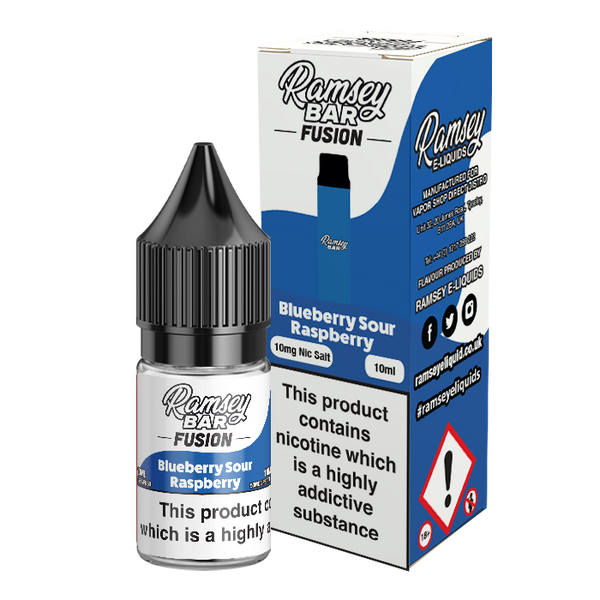 Ramsey E-Liquids Fusion: Blueberry Sour Raspberry 10ml Nic Salt